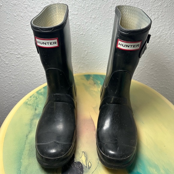 Hunter Original Gloss Short Rain Boots Black Size US 6W - Picture 1 of 5